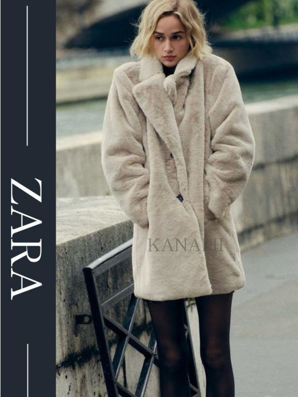 Zara Fall Faux Fur Coat Size Large